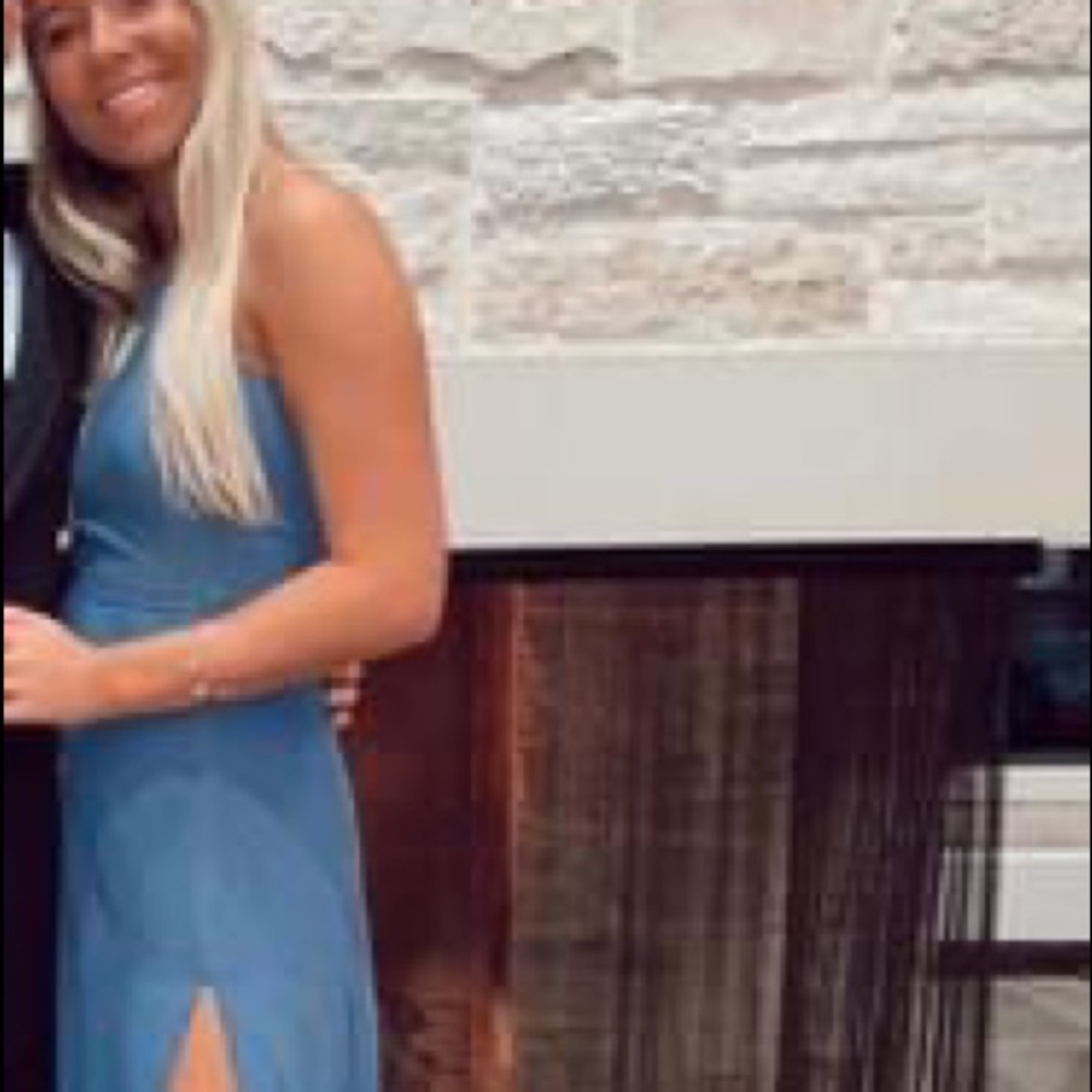 Blue Halter Neck Maxi Dress